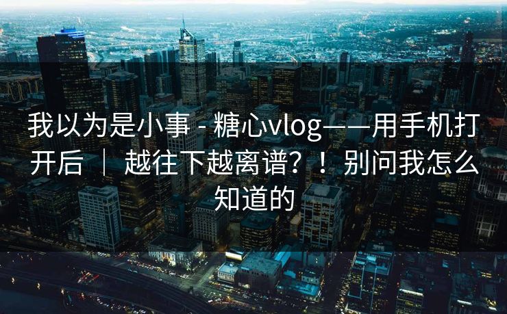 我以为是小事 - 糖心vlog——用手机打开后 ｜ 越往下越离谱？！别问我怎么知道的