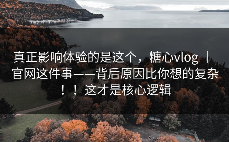 真正影响体验的是这个,糖心vlog | 官网这件事——背后原因比你想的复杂!!这才是核心逻辑 真正影响体验的是这个,糖心vlog | 官网这件事——背后原因比你想的复杂!!这才是核心逻辑